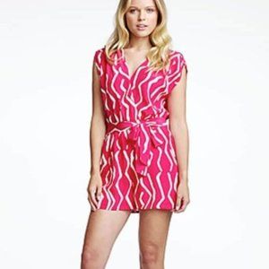 Presley Skye Romper - Pink & White Abstract Print